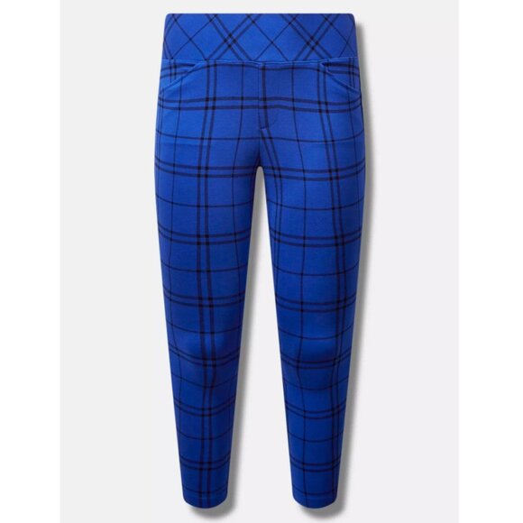 NWT Torrid 3 Plaid Blue Studio Pixie Luxe Ponte Skinny Pant 3X 22 24 - Picture 5 of 12